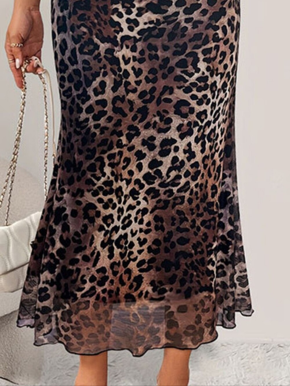 Leopard Print Midi Skirt - Brown - Picture 2 of 5